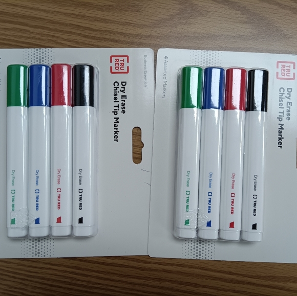 Tru Red dry erase chisel tip markers 4 colors brand new sealed 2 packs of 4 - Picture 1 of 1
